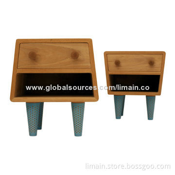 Bedside Tables, Made of Beech, Plastic Materials